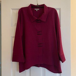 Habitat Top WomensTunic Crinkle Textured Button Blouse (Size Small)